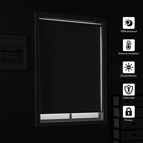 Chrisdowa Cordless 100% Blackout Roller Shade, With Striped Jacquard, Thermal Insulated, Uv Protection Fabric, Total Blackout Blinds For Window, French Doors, Home And Office.light Grey, 22"W X 72"H #TOP3