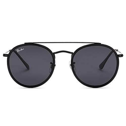 Pro Acme Double Bridge Round Sunglasses for Women Men 100% Real Glass Lens Retro UV400 Protection Retro Circle Sun Glasses