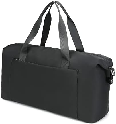 Shaelyka Duffle Bag, Water Resistant Gym Tote Bag with Wet Separated Pocket, Convertible Travel Bag with Trolley Sleeve, Black