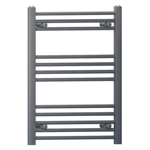 Myhomeware Anthracite Grey Heated Bathroom Towel Rail Radiator For Central Heating Elegant Designer In UK (550mm x 700mm (h))