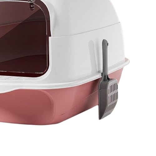 Caja de arena para gato con tapa cubierta rosa miniatura 3
