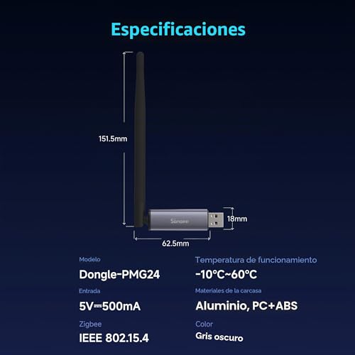 Coordinador Zigbee 3.0 USB Dongle Plus con potente antena de 3dBi 6