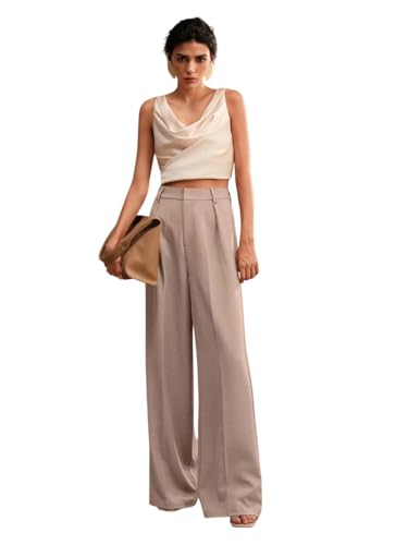 Image of KOTTY Women's Elegant High-Waist Wide-Leg Trousers for Office & Casual Wear