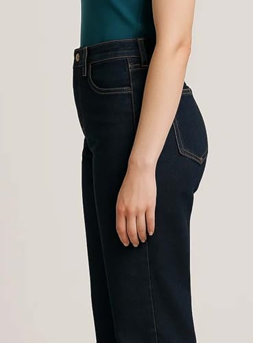 Image of KOTTY Women's Solid|Fit and Flared Fitting|Ankle Leg Style|High Rise|Stechable|Casual Jeans