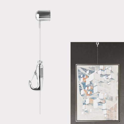 Image of Picture Rail Hanging System - Adjustable 1.6ft to 9.8ft Clear String for Art Display, Upgraded Picture Frame & Mirror Hanging Kit, Versatile Wall Mount Hardware