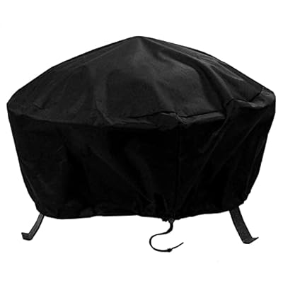 Sunnydaze Round Outdoor Fire Pit Cover - Weather-Resistant Heavy-Duty PVC with Drawstring Closure - Black - 36-Inch