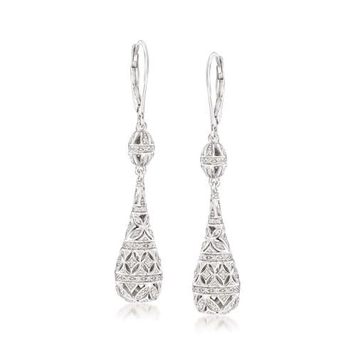 Ross-Simons 0.20 ct. t.w. Diamond Teardrop Earrings in Sterling Silver - Main Image