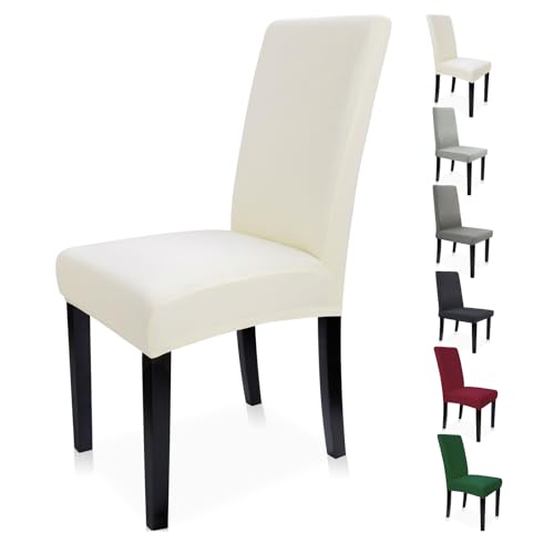 Zindoo Beige Stuhlhussen 4er Set Groß Stretch Stuhlbezug mit Unten Vorrichtungen, Abnehmbarer Waschbar Stuhl Hussen für Schwingstuhl, Esszimmerstühle, Hochlehner Zindoo Beige Stuhlhussen 4er Set Groß Stretch Stuhlbezug mit Unten Vorrichtungen, Abnehmbarer Waschbar Stuhl Hussen für Schwingstuhl, Esszimmerstühle, Hochlehner