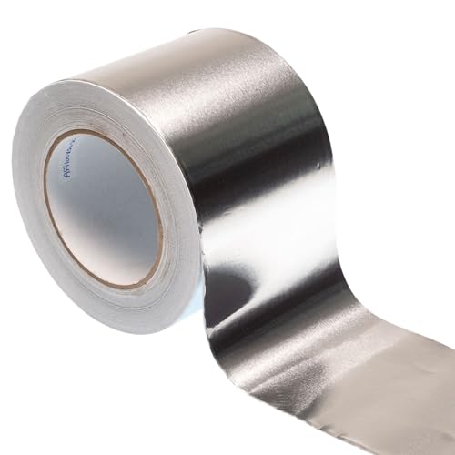 Image of GTSE Aluminum Foil Tape, 4 inches x 55 Yards (164 ft), 2 Wide Rolls, Multi-Purpose Silver Metal Tape, Ideal for HVAC, Sealing, Insulation, Patching Air Ducts, Metal Repair