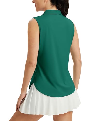 Image of MAGCOMSEN Womens Golf Shirts Sleeveless 1 /4 Zip Collared Polo Shirt UPF 50+ Quick Dry Workout Tank Tops Tennis