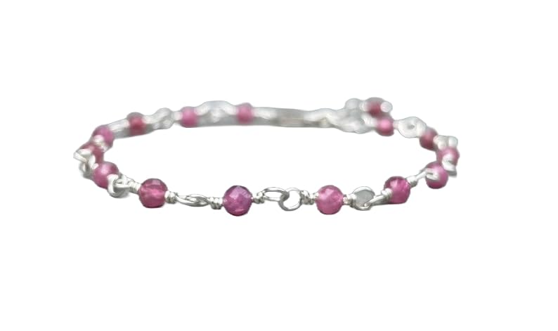 Tourmaline rose bracelet 3mm LKBEADS argent sterling, idéal à superposer