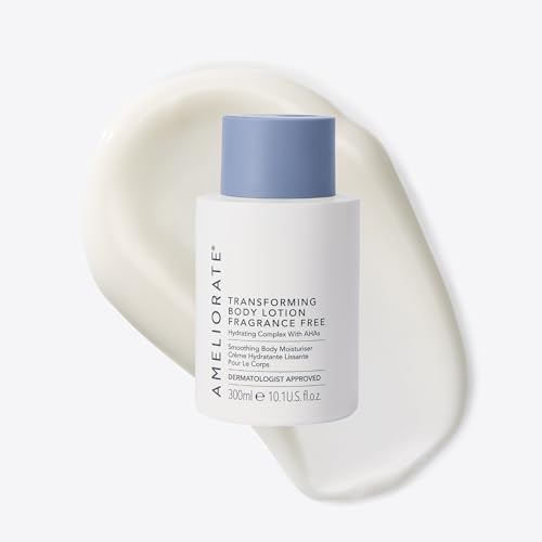 AMELIORATE Transforming Body Lotion Fragrance Free 300ml for Keratosis Pilaris (KP) Rough Bumpy Skin & Ingrown Hairs | Exfoliating Moisturiser with Lactic Acid (AHA) | Dermatologist Approved