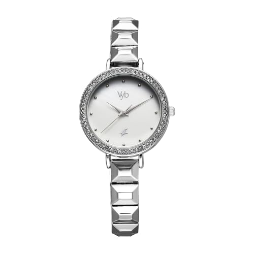 Fastrack Vyb Enigma Quartz Analog Silver MOP Dial Steel Alloy Strap Watch for Women-FV60050SM01W (B0DDKDTLTT) Amazon Price History, Amazon Price Tracker