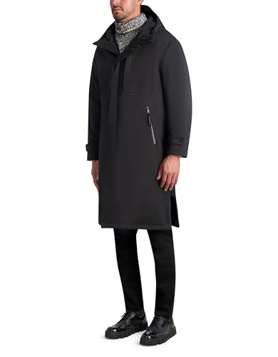KARL LAGERFELD Men's Chest Zip Pocket Hooded Long Puffer Coat3