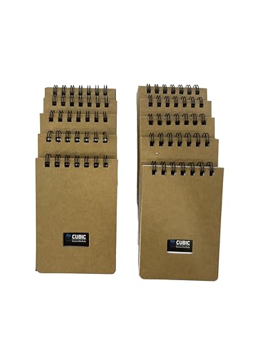Image of Cubic A7 Wiro Pocket Notebook - Pack of 10 (Kraft Paper Brown) | Palm Notebook | Spiral-Bound, Compact & Eco-Friendly Notepad for Office, School & Daily Use