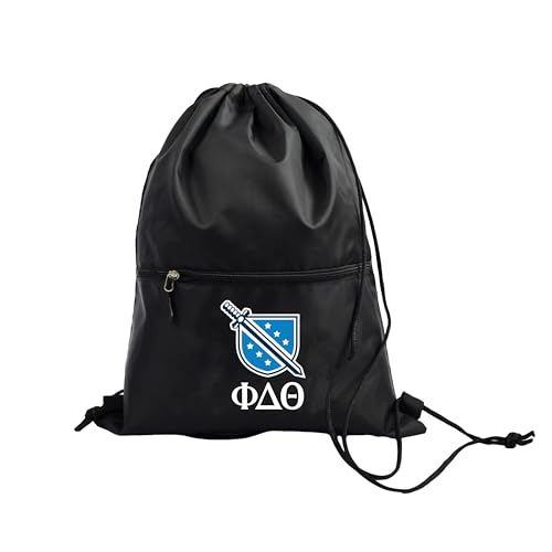 Sorority Shop Phi Delta Theta Fraternity Black Drawstring Backpack, Sports Bag, Travel Carryall