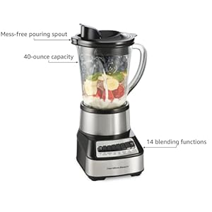 Hamilton Beach Wave Crusher Blender For Shakes and Smoothies With 40 Oz Glass Jar and 14 Functions, Ice Sabre Blades & 700 Watts for Consistently Smooth Results, Black + Stainless Steel (54221) Hamilton Beach Wave Crusher Blender For Shakes and Smoothies With 40 Oz Glass Jar and 14 Functions Ice Sabre Blades 700 Watts for Consistently Smooth Results Black Stainless Steel 54221