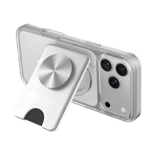 Image of PopSockets Kick-Out Wallet for MagSafe, Adjustable Kickstand, Magnetic Stand, Silver - Silver Radial