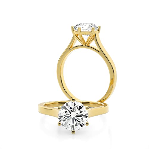 Buy Jewels Solid 10k Gold 1.5 ct Round Moissanite Solitaire Engagement Ring 6 Prong Cathedral Setting G-H Color VVS1 Quality4