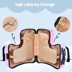 20 Inch Kids Ride On Luggage, Ride On Travel Suitcase, Toddler Carry Luggage With Lock | Kids Travel Suitcase With Safety Belt, Password Lock And Wheels For Toddler Airplane Travel, ABS+PC 6