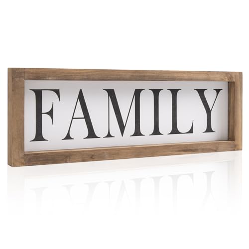 flangairy Wooden Family Sign Wood Frame Family Wall Decor Rustic Decorative Signage Plaques Indoor Table Centerpieces Shelf Desk Entryway Living Room Mantel Farmhouse Decorations for Home