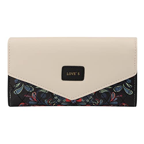 Taoyoule Portefeuille femme avec enveloppe florale longue avec boucle pochette en cuir pour femme, Noir , Taglia Unica Cover