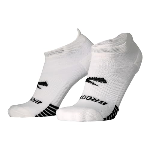Brooks Ghost Lite No Show Socks I Performance Running, Comfort Fit with Arch Support for Men & Women (2-Pack Set) - White - Medium