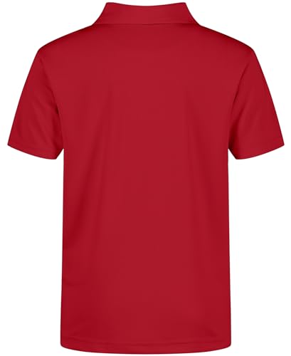 Image of Nautica Boys' School Uniform Short Sleeve Polo Shirt, Button Closure, Moisture Wicking Performance Material