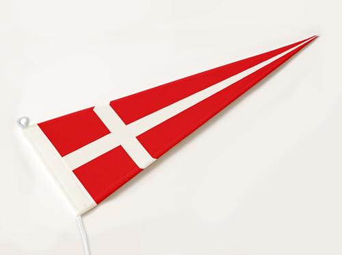 FLAGLY Premium Langwimpel Dänemark 115g/m² Stoffgewicht, robustes und witterungsbeständiges Glanzpolyester - Wimpel Dänemark, Fahnenmast Zubehör (150x40 cm)