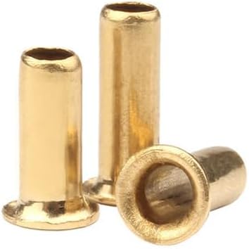100pcs M1.5 M1.6 brass rivet Copper hollow brassiness chicken cuprum cap nail Through hole rivets 2mm-8mm Length - (Stem Length: M1.5x6.7mm)