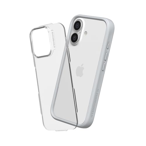 Coque fine iPhone 16 Plus RhinoShield Mod NX gris platine haut de gamme
