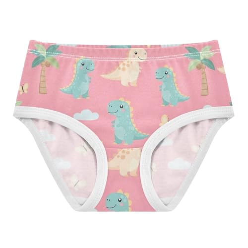 Girls' Underwear, Cute Cartoon Dinosaurs Toddler Girl Briefs, Cotton Girls Underwear, 2T–8 Years
