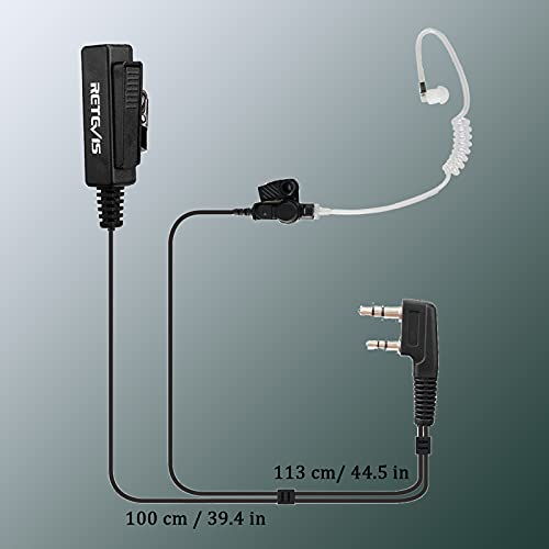 Retevis Funkgerät Headset 2 Pin Kompatibel RT24 RT27 RT22 RT28 BF-88E BF-888S Kenwood TK-3401D TYT Walkie Talkies Kopfhörer, Security Ohrhörer, Schallschlauch Headset (1 STK.)