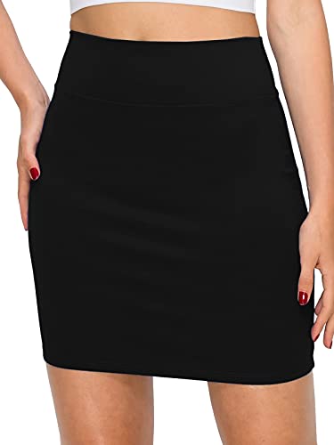 FashionMille Women Basic Bodycon Pencil Comfy Stretchy High Waist Mini Skirt Made in USA