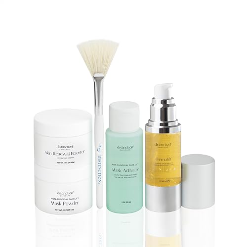Distinction Skincare Kit – Face & Eye Serum, Face Cream, Face Mask Powder & Activator with Brush – Hydrating, Firming, Toning & Anti-Aging Benefits – Suitable for All Skin Types