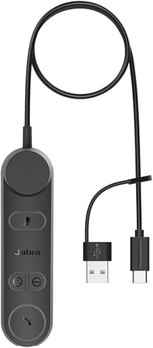 Image of Jabra Engage 50 II Stereo Wired USB Headset with Link Controller, 3-Microphone Noise Cancelling, USB-C /A Connectivity, UC Certified Professional Call Center & Office Headset.