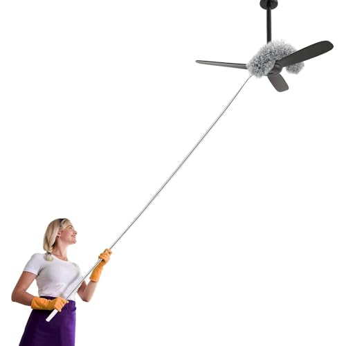 Image of Cleaning Brush Feather Microfiber Duster with Extendable Rod Dust Cleaner Fit Ceiling Fan Car Home Office Cleaning Tools (Multicolour)