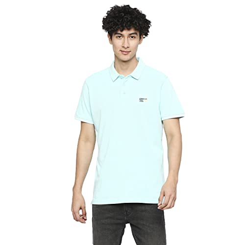 Image of Spykar Men's Slim Fit Polo Neck Half Sleeve Solid Casual T-Shirt