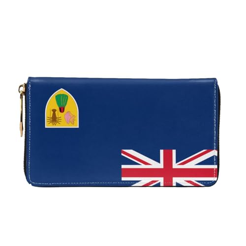 Flag of the Turks and Caicos Islands Long leather wallet - with zipper - portable and waterproof, suitable for office, study and daily use2