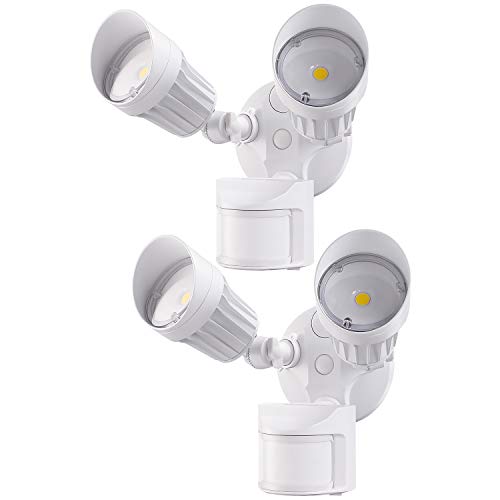LEONLITE 2 Head LED Outdoor Security Floodlight Motion Sensor, 3 Lighting Modes, ETL