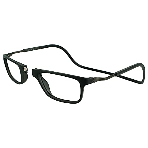 Clic Magnetic Reading Glasses for Men or Women, Soft Foldable Band, Computer Readers, Bodo (XL-XXL, Black, 2.00 Magnification)