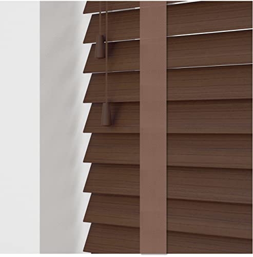 Custom Made To Measure Faux Wood Fine Grain Venetian Blinds With Tapes (50mm Slats) (UpTo 150cm (Width) x 130cm (Length), Chocolate)