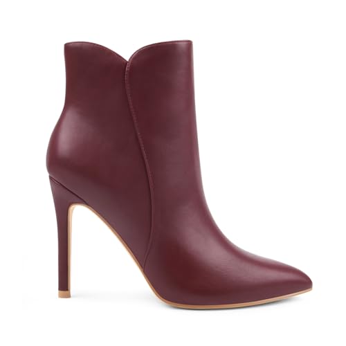 JOY IN LOVE Women's Ankle Boots 4 inch Stiletto High Heels Pointed Toe Zipper Boots4