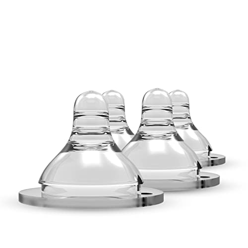 Luvlap Anti-Colic Natura Flo Teat/Nipple for Wide Neck Bottle, 4pcs, Fast Flow, 6m+ & LuvLap Anti-Colic Wide Neck Natura Flo Baby Feeding Bottle, 150ml, New Born/Infants/Toddler Upto 3 Years, BPA Free