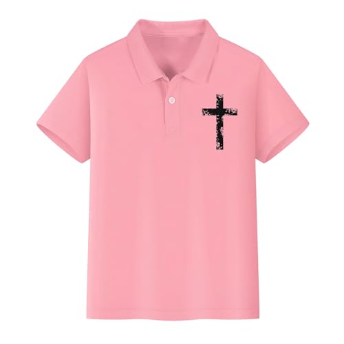 Girls Summer Short Sleeve Golf Shirt Kids Button Collar School Uniform Girl Cross Embroidery Polo Casual Tops4