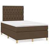Juroupi Boxspringbett mit Matratze & LED Bett Boxspringbett Bett Mit Matratze Polsterbett Schlafzimmer MöBel Dunkelbraun 120x190 cm Stoff - 3270270