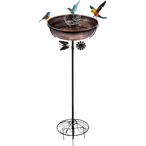 Ouisjyer METAL BIRD BATH S For Outdoors, 2.7 Inch Deep Bird Bath Bowl With Metal Stake For Bird Lovers Gift, Birdbaths & Birdfeeder thumb #7