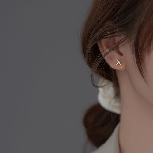 Reffeer 925 Sterling Silver Letter X Studs Earrings for Women Teens X Earrings Studs Piercing Earrings3