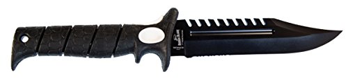 Bubba 7 Inch Penetrator Full Tang Knife with Non-Slip Grip Handle, Full Tang Serrated Saw Back Razor Sharp Zombie Blade, Lanyard Hole and Synthetic Sheath for Tactical and Survival