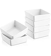 DOWAN Ramekins 6 oz Oven Safe - Square Ramekins for Creme Brulee, Porcelain Souffle Ramekins for ...